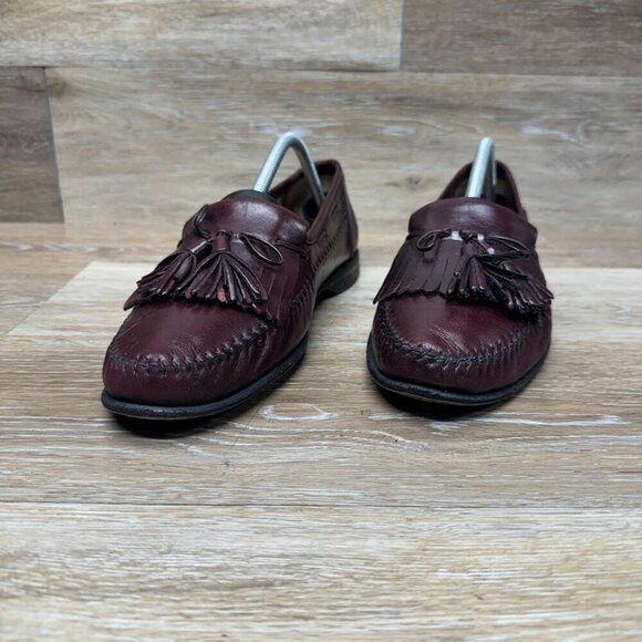 Santoni Kiltie Burgundy Leather Tassel Mocassin Loafers Men\'s Size 10.5 main image 5